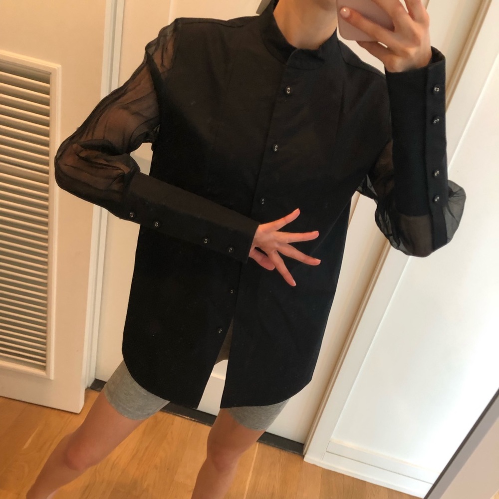 JW Anderson black sheer sleeve top